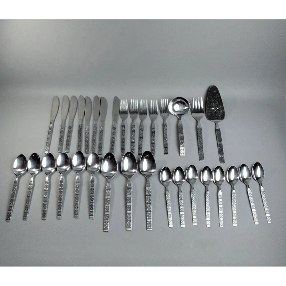 Vintage EKCO Eterna MONTALO Stainless Steel Flatware 29 + 6 Serving Pieces Korea